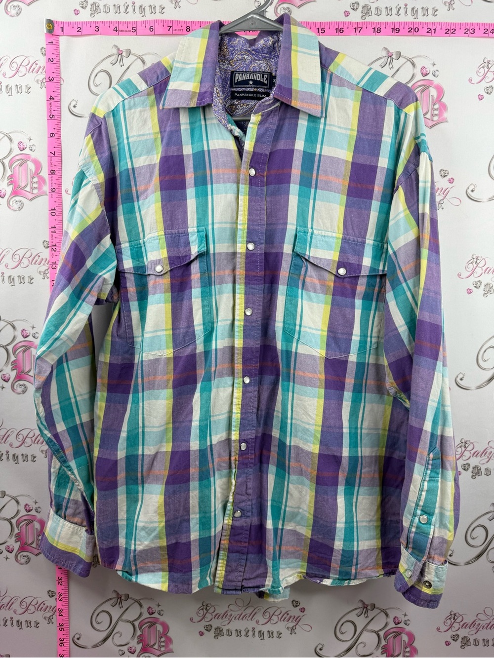 Panhandle Slim Men's Purple Plaid Casual Button-Down Shirt